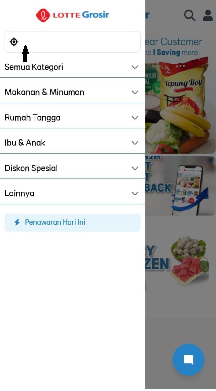 Tampilan daftar lokasi toko