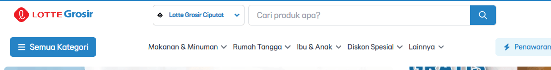 Tampilan pemilihan toko di desktop