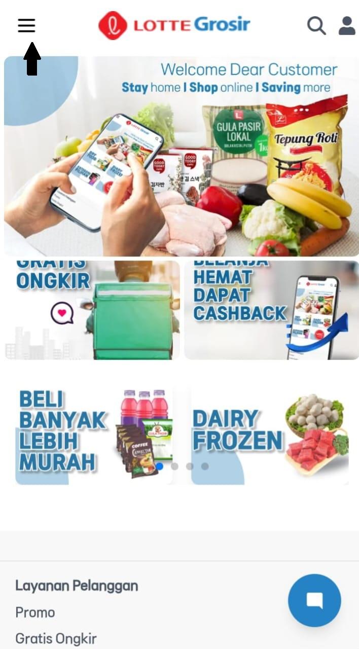 Tampilan pemilihan toko di mobile